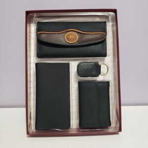 Huntington Ridge 4pc Set Wallet  Key  Ring Notebook  Checkbook Set Black Faux...